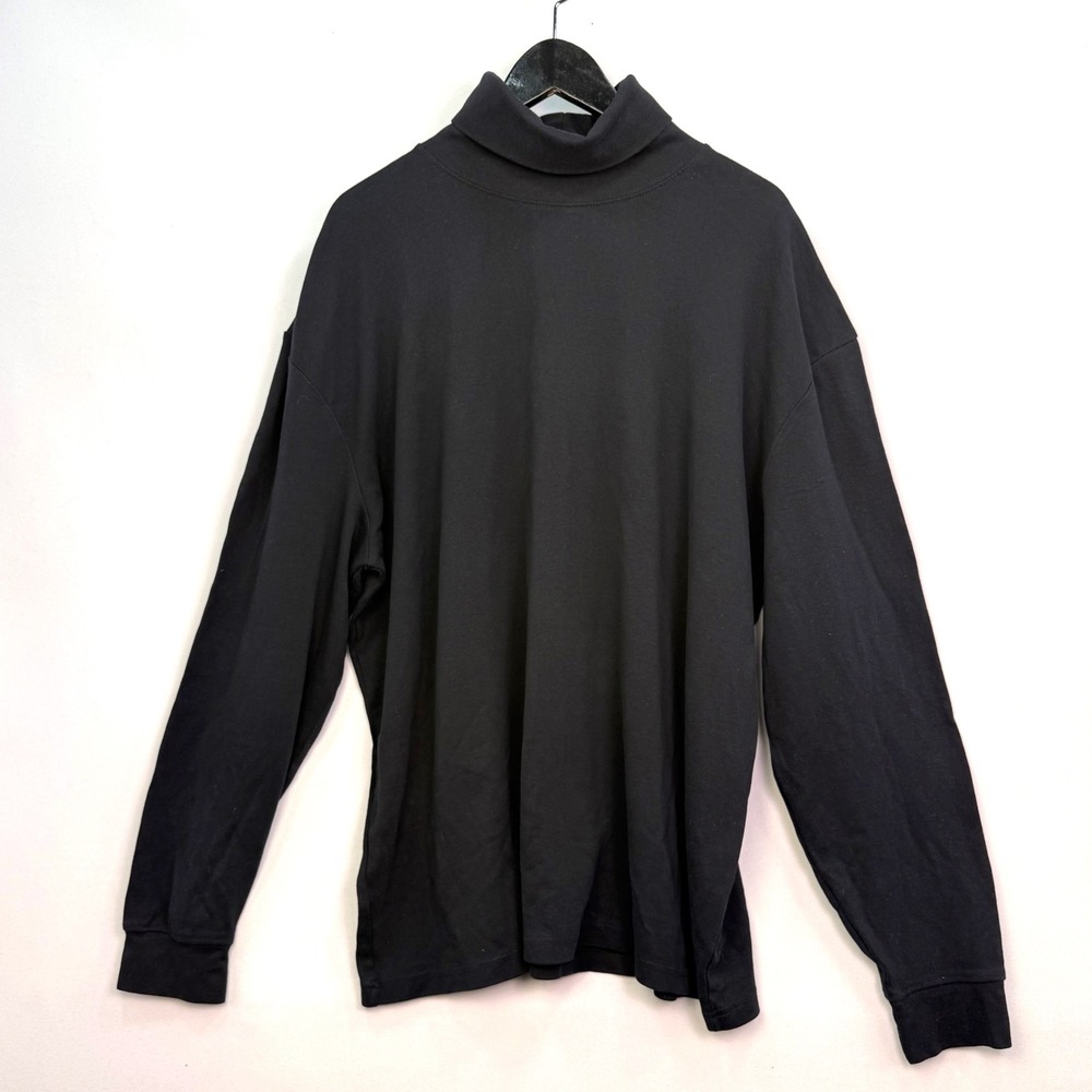 Maks Activewear Mens 3XL Black Turtleneck Long Sleeve 100% Cotton Shirt Big Tall